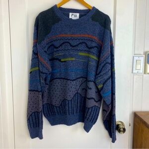 Vintage 90s Fiii Wool Blend Coogi Style Grandpa Sweater